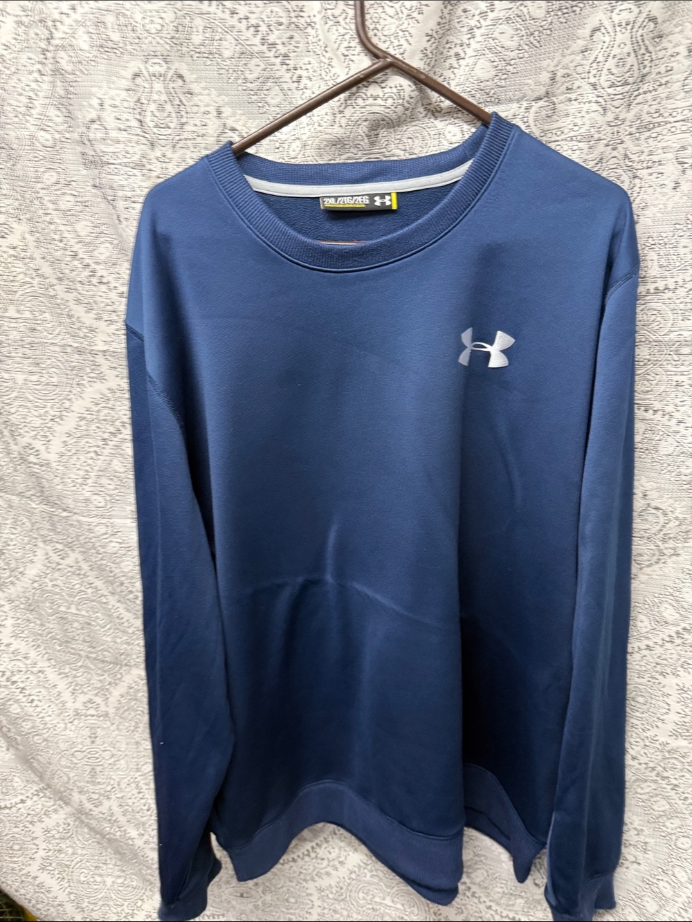Under Armour Men's Blue Crewneck Sweatshirt with Logo - XXL